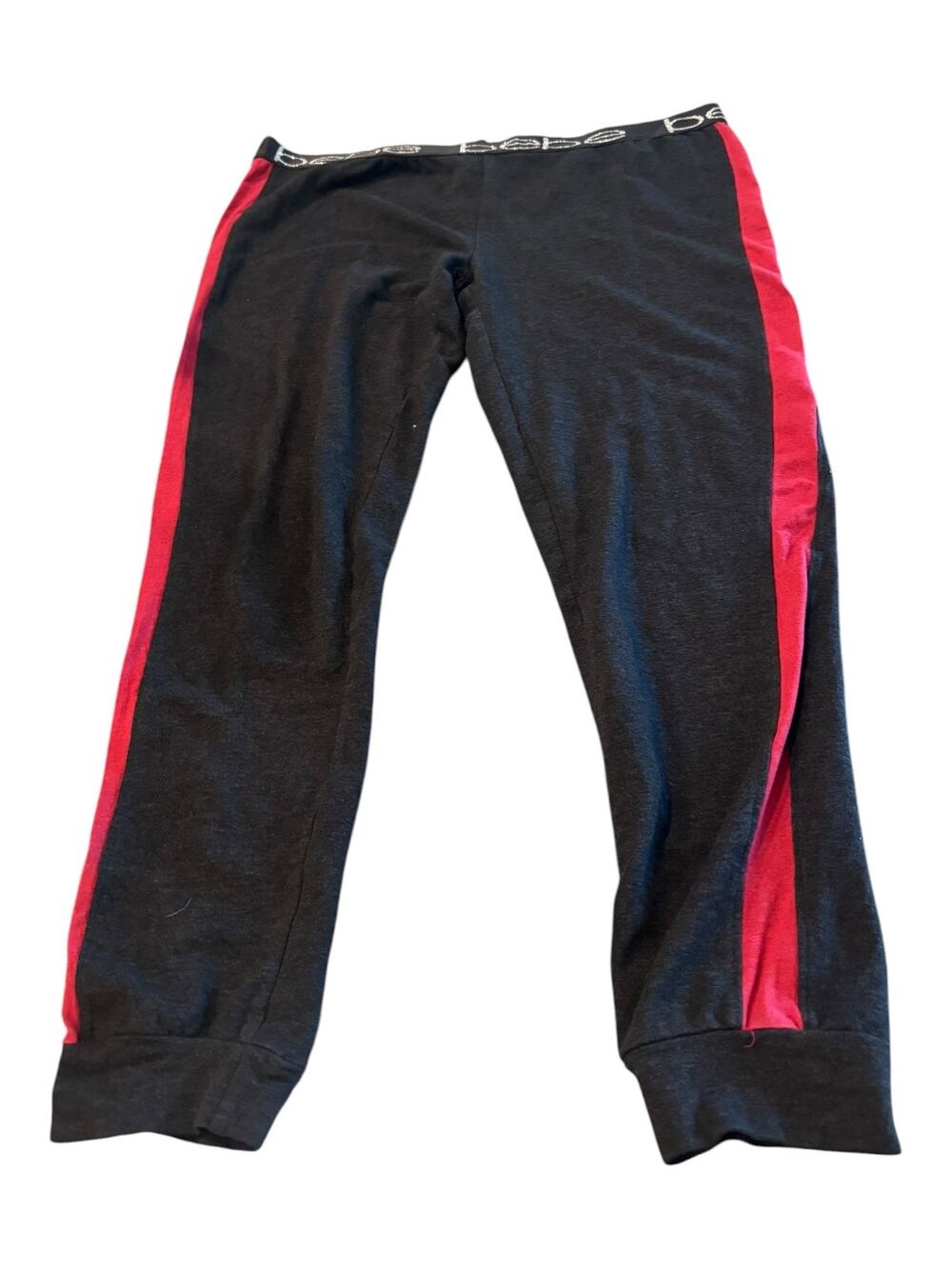 bebe Dark Gray  leggings Pink Trim Size L